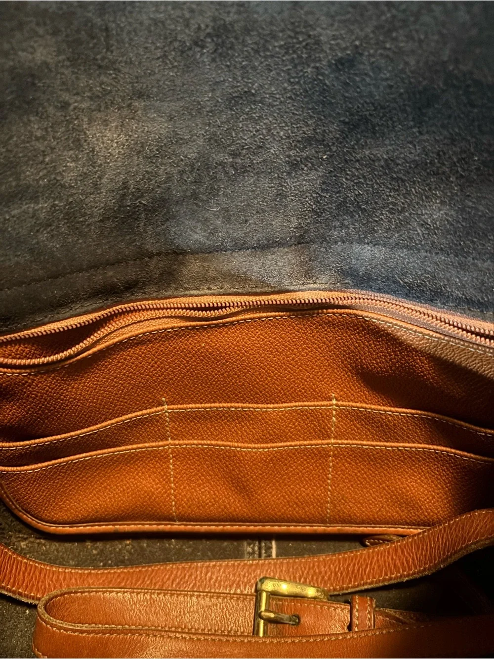 Dooney & Bourke Black Pebbled Leather Clutch with Brown Trim
